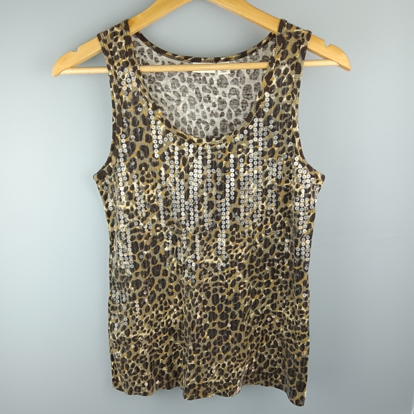 Cato Leopard Sequin Tank Top - Picture 1 of 4